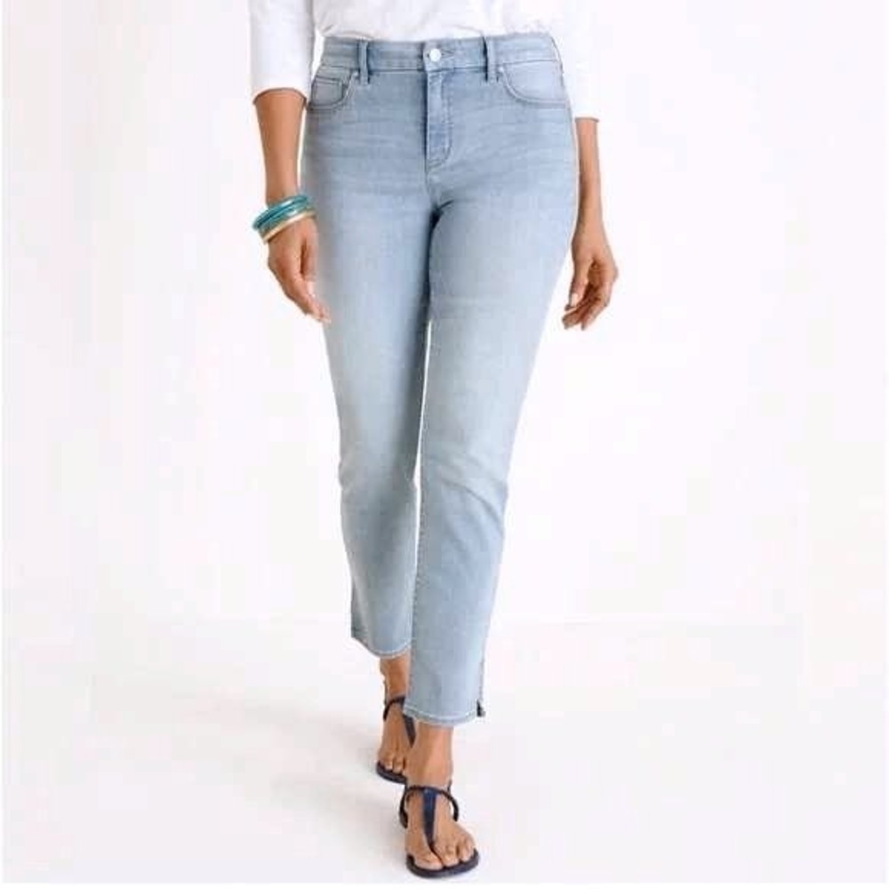 Chico's Jeans Girlfriend Slim Leg Ankle 1‎ Stretch 8 Blue Medium Wash Classic